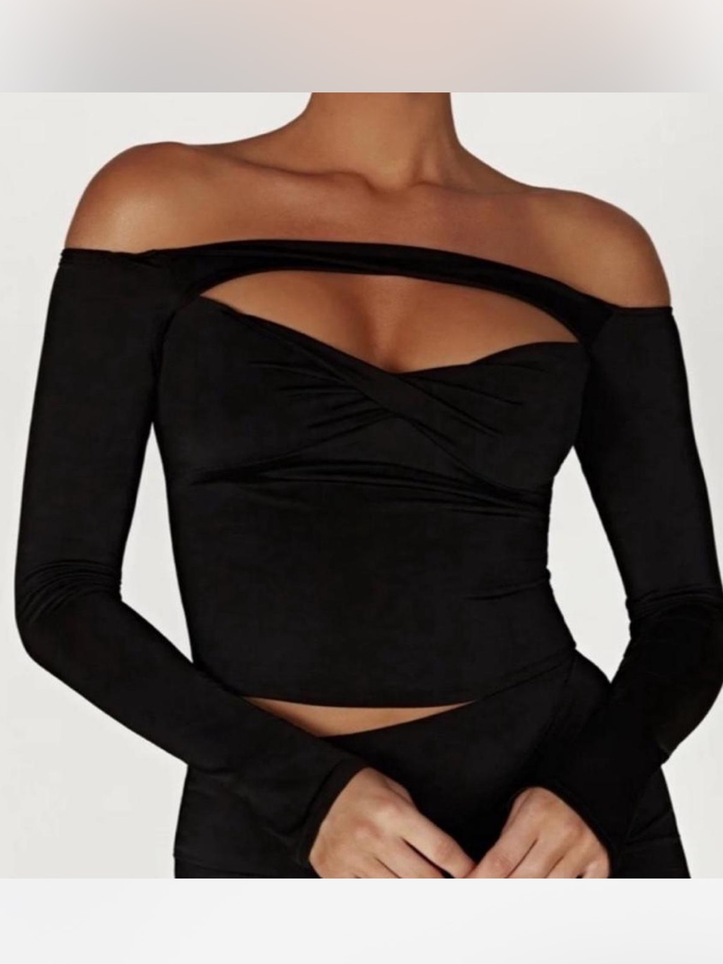 Meshki Open Chest Long Sleeve Crop Top